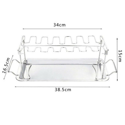 Stainless Steel Chicken Wing Leg Barbecue Rack with Drip Pan