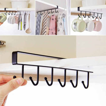 2 PCS Hooks Storage Rack Cup Towel Hanging Holder Bathroom Kitchen Cabinet Organizer