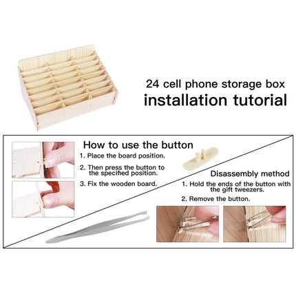 2 PCS Wooden Conference Classroom Mobile Phone Organizer Desktop Storage Box