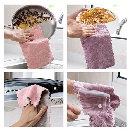 Kitchen Rag Double-sided Water-absorbing Wipe Sink Dish Rag?Non Stick Oil Furniture Cleaning Cloth