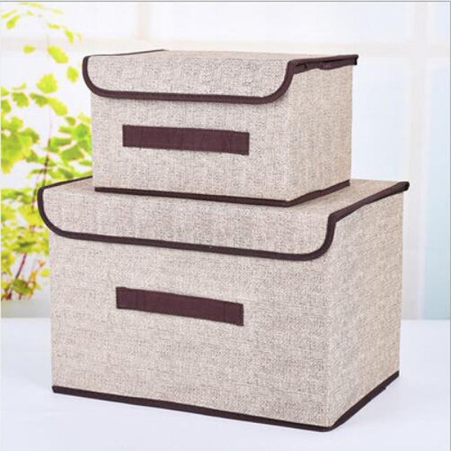2 in 1 Cotton Fabric Cube Storage Box Embroidery Laundry Basket Cupboard Showcase Holder Toys Organizer
