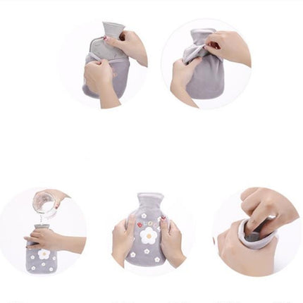 Cartoon Flowers Plush Hot Water Bottle Bag Injection Water Hand Warmer - DealBuddy