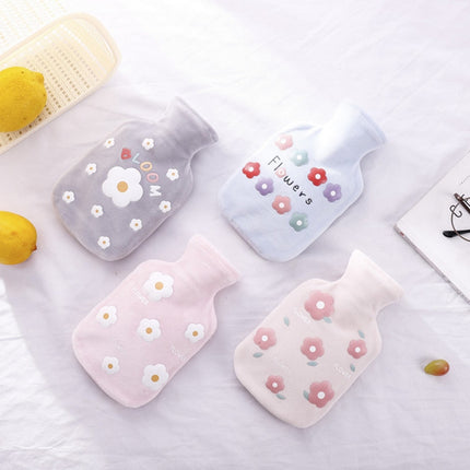 Cartoon Flowers Plush Hot Water Bottle Bag Injection Water Hand Warmer