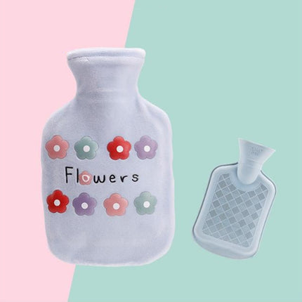 Cartoon Flowers Plush Hot Water Bottle Bag Injection Water Hand Warmer - DealBuddy