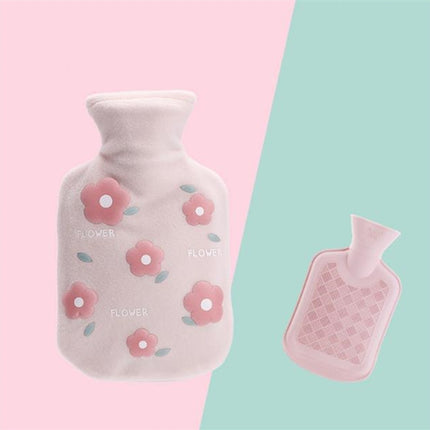Cartoon Flowers Plush Hot Water Bottle Bag Injection Water Hand Warmer - DealBuddy