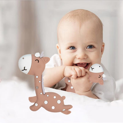 Cartoon Fawn Baby Teether Training Bite Molar Rod Silicone Toy Mother and Baby Supplies, Fawn Pink, Fawn Blue, Fawn Brown - DealBuddy