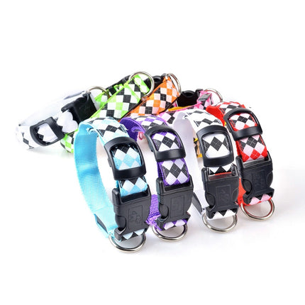 Plaid Pattern Rechargeable LED Glow Light Leads Pet Dog Collar for Small Medium Dogs, L, XL - DealBuddy