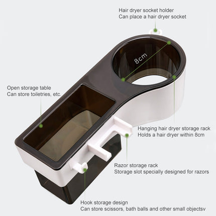 Hairdryer Hanger Free Punch Wall Mounted Bathroom Multi-function Toilet Storage Rack