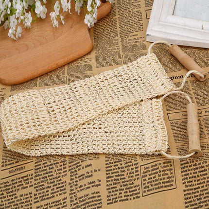 Natural Sisal Long Rubbing Towel with Handle Bath Strip Plant Fiber Bath Wipe