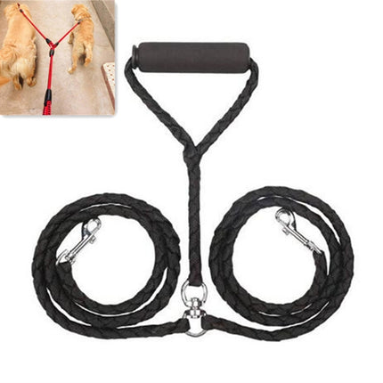 Double Dog Leashes Anti-winding Pet Traction Rope, 1.4m - DealBuddy
