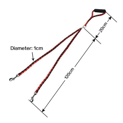 Double Dog Leashes Anti-winding Pet Traction Rope, 1.4m - DealBuddy