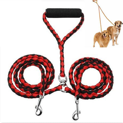 Double Dog Leashes Anti-winding Pet Traction Rope, 1.4m - DealBuddy