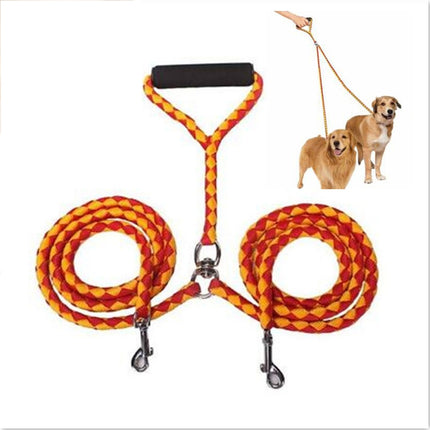Double Dog Leashes Anti-winding Pet Traction Rope, 1.4m - DealBuddy