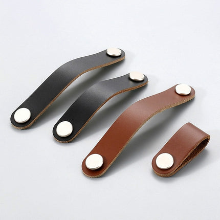Kitchen Cabinet Wardrobe Leather Door Handle Drawer Pull, Black Single Hole, Black 96, Black 128 - DealBuddy