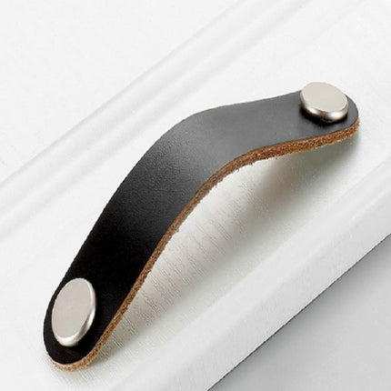 Kitchen Cabinet Wardrobe Leather Door Handle Drawer Pull, Black Single Hole, Black 96, Black 128 - DealBuddy
