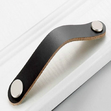 Kitchen Cabinet Wardrobe Leather Door Handle Drawer Pull, Black Single Hole, Black 96, Black 128 - DealBuddy