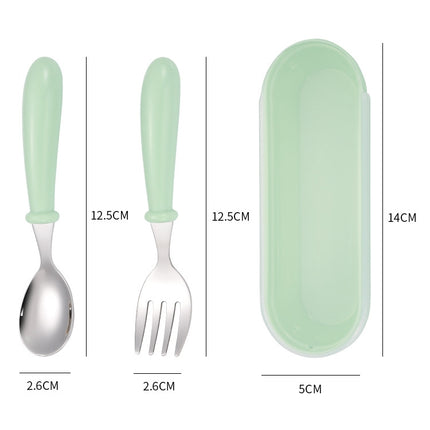 3 PCS/ Set 304 Stainless Steel Spoon and Fork Box Cute Baby Kindergarten Tableware Set