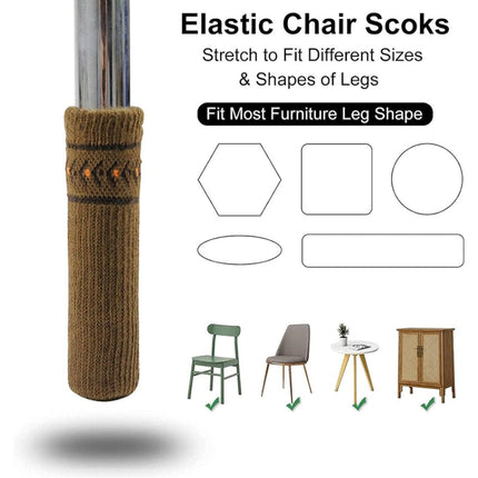 4pcs/pack Chair Legs Knitted Non-Slip Floor Protection Cap Anti-Scratch Socks Cover