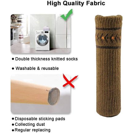 4pcs/pack Chair Legs Knitted Non-Slip Floor Protection Cap Anti-Scratch Socks Cover