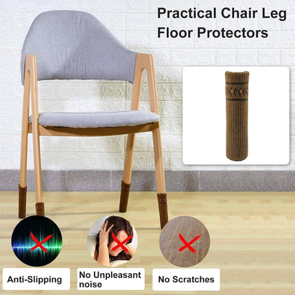 4pcs/pack Chair Legs Knitted Non-Slip Floor Protection Cap Anti-Scratch Socks Cover