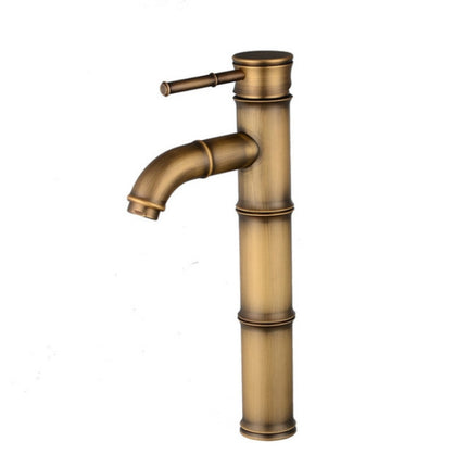 Antique Retro Hot Cold Water Bathroom Counter Basin Bamboo Waterfall Basin Copper Faucet