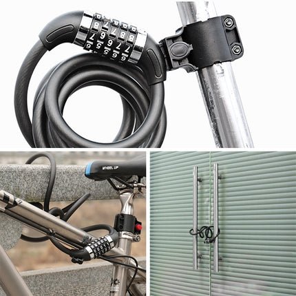 WHEEL UP Bicycle Lock Anti-theft Mountain Bike Password Lock Steel Cable Lock Bicycle Riding Accessories Universal