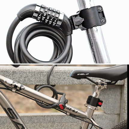 WHEEL UP Bicycle Lock Anti-theft Mountain Bike Password Lock Steel Cable Lock Bicycle Riding Accessories Universal, Key type