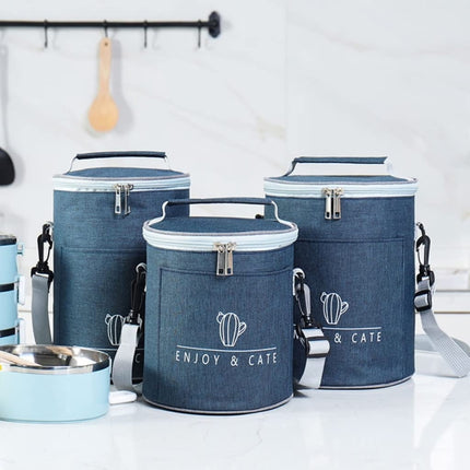 Round Lunch Bag Insulated Lunch Box Foldable & Portable Lunch Tote - DealBuddy