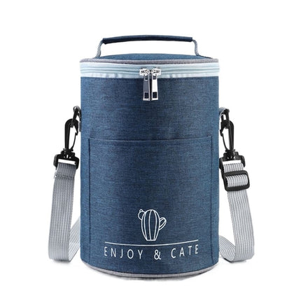 Round Lunch Bag Insulated Lunch Box Foldable & Portable Lunch Tote