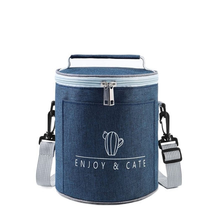 Round Lunch Bag Insulated Lunch Box Foldable & Portable Lunch Tote