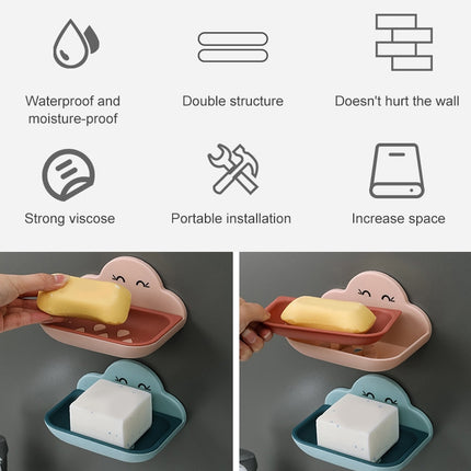 Cloud Soap Box Toilet Creative Wall-mounted Bathroom Toilet Free Punch Double-layer Drain Rack