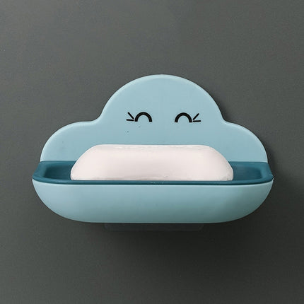 Cloud Soap Box Toilet Creative Wall-mounted Bathroom Toilet Free Punch Double-layer Drain Rack, White, Pink, Dark Blue, Light Blue