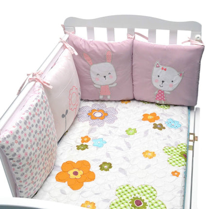 Crib Perimeter Embroidery Bunny Bedding Baby Cotton Anti-collision