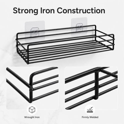 Wrought Iron Bathroom Shelf Wall Mounted Free Punch Toilet Rack, Square (Black), Square (White)