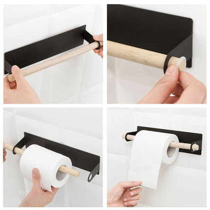 Non-perforated Kitchen Paper Holder Rag Roll Paper Storage Rack Toilet Bathroom Towel Rack