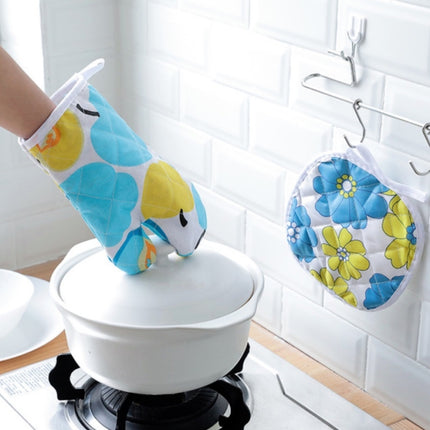 5 Sets 2 in 1 Thickened Microwave Oven High Temperature Resistant Plus Velvet Insulation Gloves Set