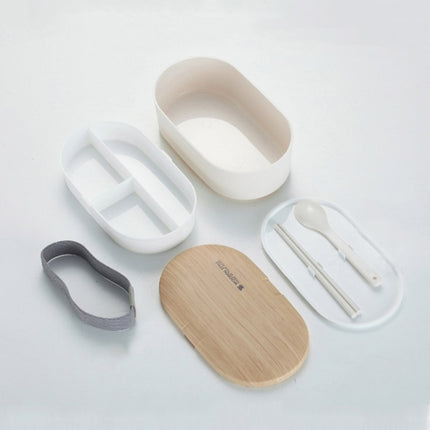 Oval Simple Lunch Box Wooden Sushi Sealed Leak-proof Lunch Box with Cutlery