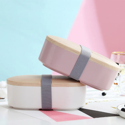 Oval Simple Lunch Box Wooden Sushi Sealed Leak-proof Lunch Box with Cutlery