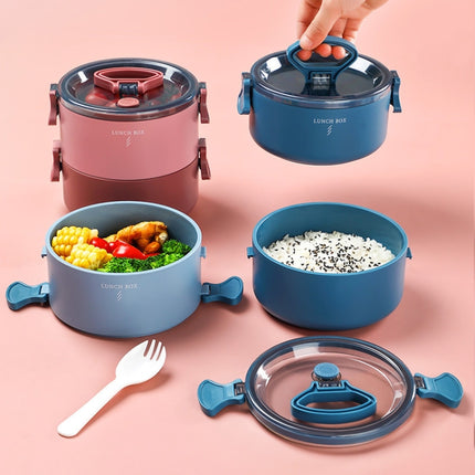 Round Portable Insulation Partitioned Lunch Box Student Office Workers Heated Microwave Oven Bento Box