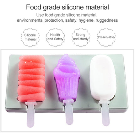 Silicone Cartoon Homemade Handmade DIY Ice Cream Popsicle Mould with Lid, Color Random Delivery, Ice Cream, Snowman Hippo Bunny