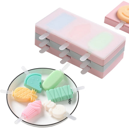 Silicone Cartoon Homemade Handmade DIY Ice Cream Popsicle Mould with Lid, Color Random Delivery, Ice Cream, Snowman Hippo Bunny