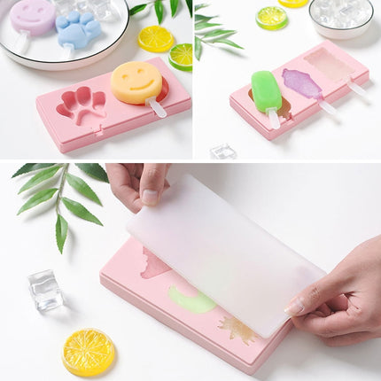 Silicone Cartoon Homemade Handmade DIY Ice Cream Popsicle Mould with Lid, Color Random Delivery, Ice Cream, Snowman Hippo Bunny