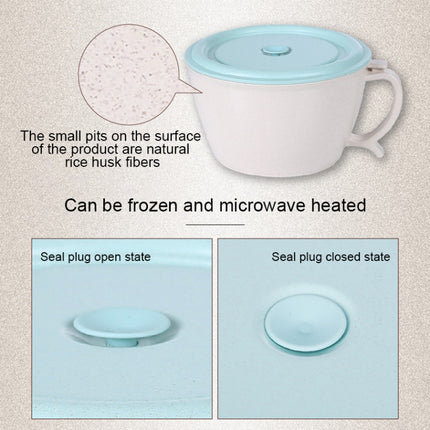 Wheat Fiber Instant Noodle Bowl Creative and Convenient Sealed Lunch Box with Mobile Phone Holder