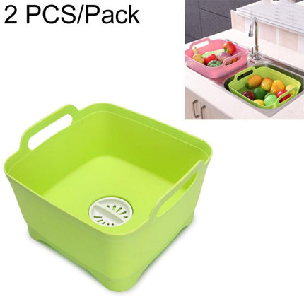 2 PCS Multifunctional Mobile Sink Kitchen Plastic Vegetable Washing Basket Fruit And Vegetable Storage Drain Basket, Pink, Purple, Green, Blue, White, Dark Gray, Dark Green