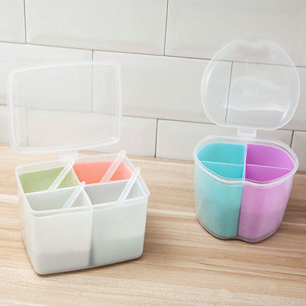 Household Kitchen Split Combined Fresh Box Three Grid Spice Box with Spoon