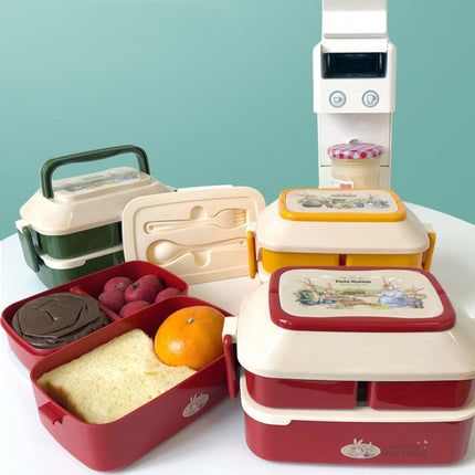 Cute Rabbit Double Layer Plastic Lunch Box Large Capacity Portable Lunch Box, Style:, Small Red, Small Yellow, Large Red, Large Green, Large Yellow - DealBuddy
