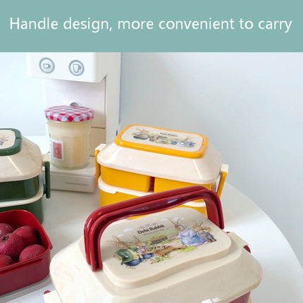 Cute Rabbit Double Layer Plastic Lunch Box Large Capacity Portable Lunch Box, Style: