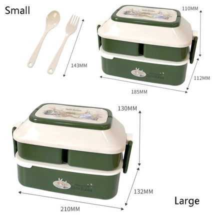 Cute Rabbit Double Layer Plastic Lunch Box Large Capacity Portable Lunch Box, Style:, Small Yellow, Large Green, Large Yellow