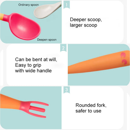 Baby Learning To Eat Bending Training Elbow Twisting Spoon Fork