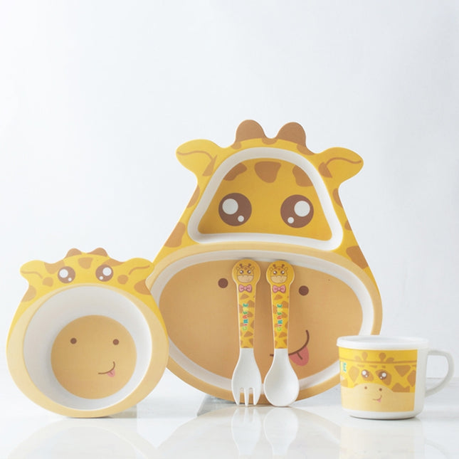 Bamboo Fiber Children Tableware Set Household Cute Cartoon Baby Food Supplement Plate Set